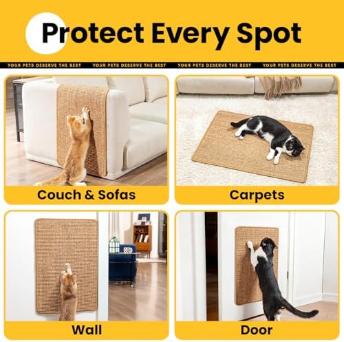 Conlun 2-Pack Cat Scratching Pads, 15.7x23.6in Sisal Wall & Couch Protector - Image 6