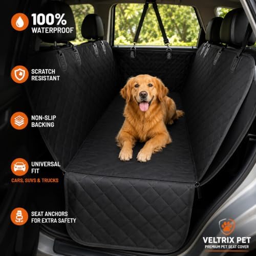 Back Seat Cover for Dogs, Dog Car Seat Cover, 100% Waterproof Dog Hammock with Side Flaps, Non-Slip Pet Seat Protector, Heavy Duty Oxford Fabric, Fits Cars, SUVs & Trucks - Image 2