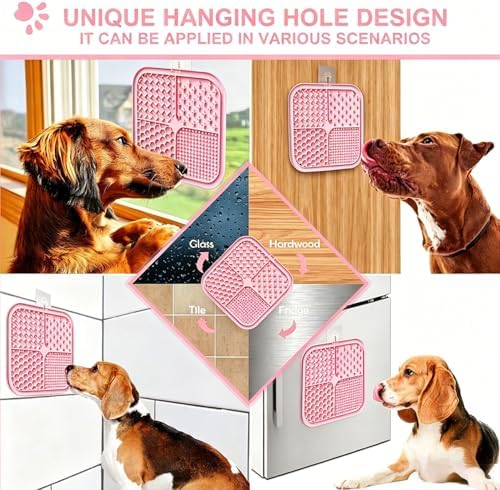 Licking Mat for Dogs & Cats with Suction Cups, 1 Pack Square Dog Slow Feeder Lick Pat for Anxiety Relief Boredom, Dog Toys to Keep Them Busy, Pets Bathing Training Grooming Mat 7.8 * 7.8 inches - Image 4