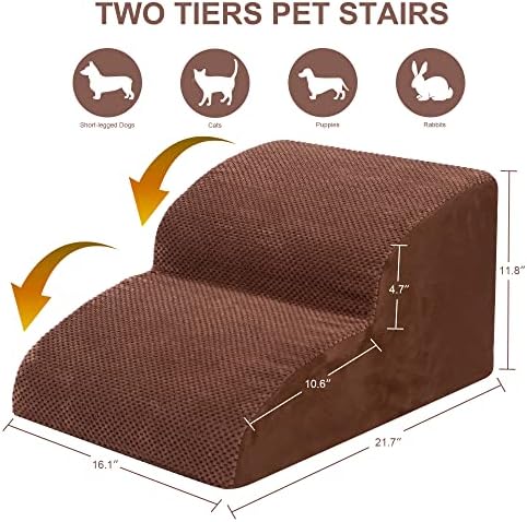 Dog Stairs for Small Dogs, High Density Foam Dog Ramp, Extra Wide Non-Slip Pet Steps for High Beds Or Couch, Soft Foam Doggie Ladder for Dogs Injured, Older Pets, Small Cats - Image 2
