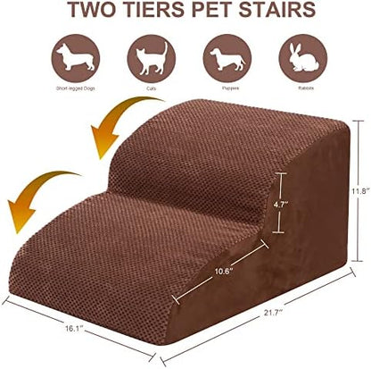 Dog Stairs for Small Dogs, High Density Foam Dog Ramp, Extra Wide Non-Slip Pet Steps for High Beds Or Couch, Soft Foam Doggie Ladder for Dogs Injured, Older Pets, Small Cats - Image 2