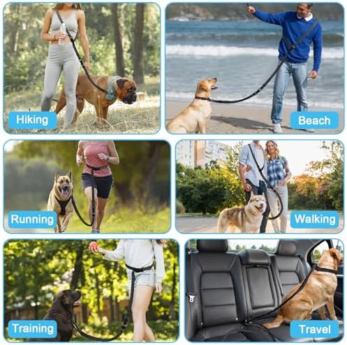 Philorn Hands Free Dog Leash, Crossbody Dog Leash, 6.9-8.9 Ft Multifunctional Waist Walking Belt with Car Safety Buckle for Large and Medium Dogs Jogging,Running,Training (Black, 25-120 lbs) - Image 4