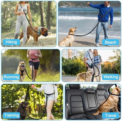 Philorn Hands Free Dog Leash, Crossbody Dog Leash, 6.9-8.9 Ft Multifunctional Waist Walking Belt with Car Safety Buckle for Large and Medium Dogs Jogging,Running,Training (Black, 25-120 lbs) - Image 4
