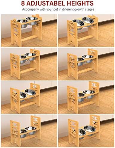 Vantic Elevated Dog Bowls, Adjustable Bowl Stand Large/XLarge, Natural - Image 3
