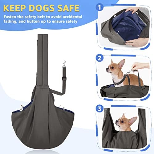 SlowTon Dog Carrier Sling - Thick Padded Shoulder Strap Adjustable, Grey S - Image 4