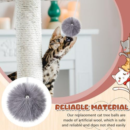 Simgoing Natural Rabbit Fur Cat Tree Ball Replacement Parts, Gray - Image 4