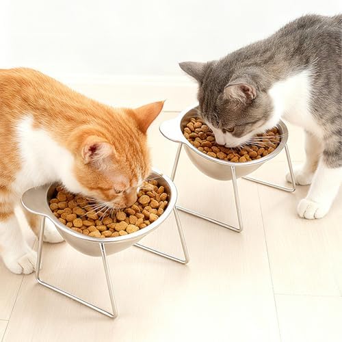 Elevated Cat Bowls 3 Pack, 15° Tilted Raised Cat Food & Water Bowls with Stainless Steel Dishes, Whisker-Friendly Anti-Vomiting Pet Bowls for Cats & Small Dogs - Image 7