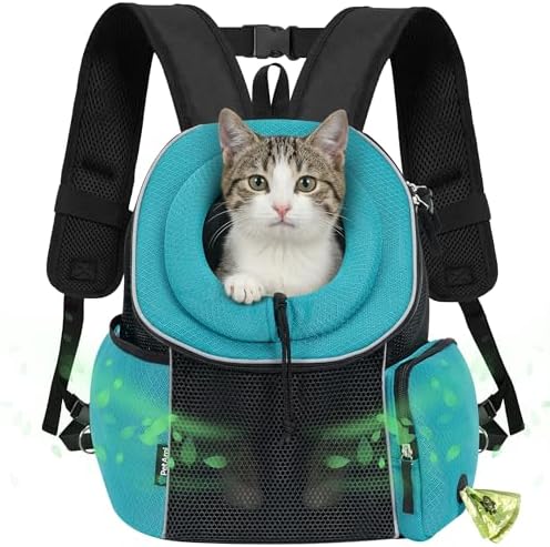 PetAmi Dog Carrier Backpack, Hands Free Front Pet Carrier, 14lbs, Teal Blue by PetAmi