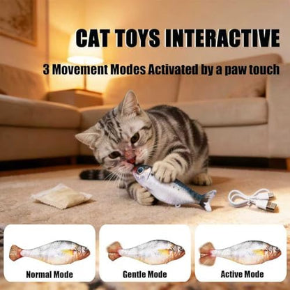 2 Packs Cat Toys Floppy Fish with Catnip, Realistic Moving Cat Fish Toy - Image 2