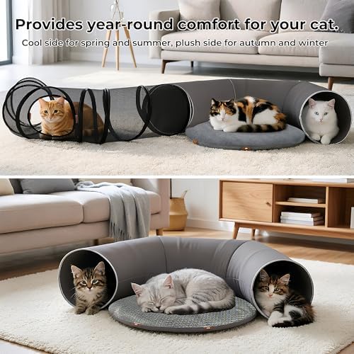 COZIWOW Cat Tunnel Bed for Indoor Cats, 2-in-1 with Splicing Design - Image 2