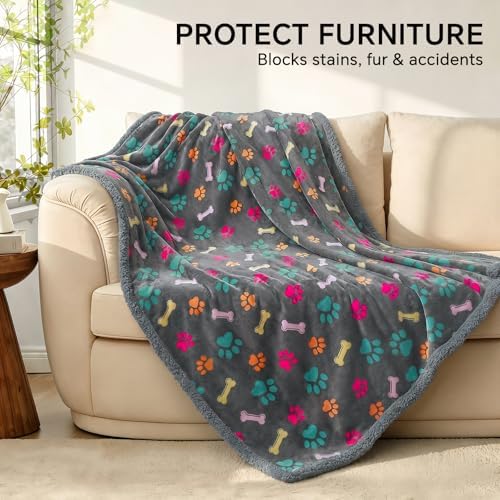 Luciphia Waterproof Dog Blanket Reversible Sherpa Fleece for Large Dogs Cat - Image 5