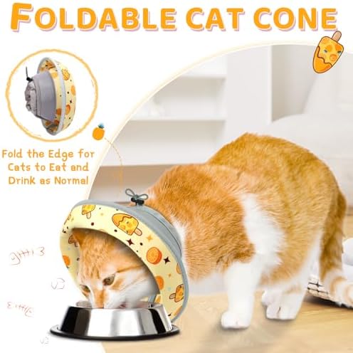 Cat Cone Collar Soft to Stop Licking, Adjustable, Foldable Lightweight Kitten Cones After Surgery Recovery for Cats & Kittens, Cat Cone Alternative, Easy Eating (Orange, S) - Image 3