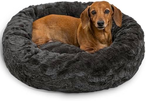 Best Friends by Sheri Original Calming Donut Dog Bed, Mink Dark Gray, 23" by BestFriendsbySheri