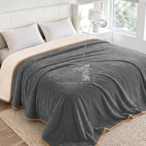 Luciphia Waterproof Pet Blanket, Washable Reversible Sherpa Fleece Throw by luciphia