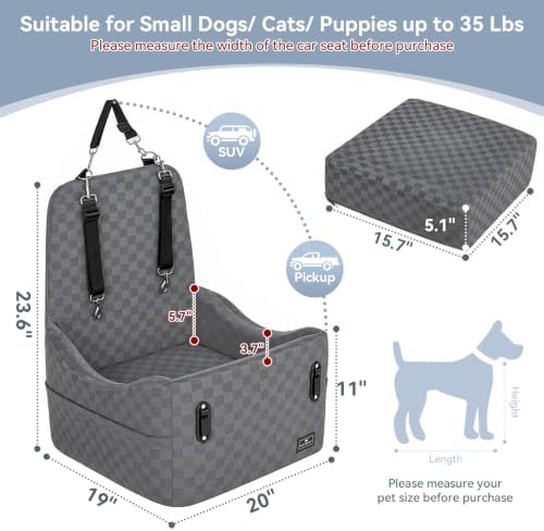 PETSFIT Pet Car Seat with Patented Safety System, 5" Elevated Cushion - Image 5