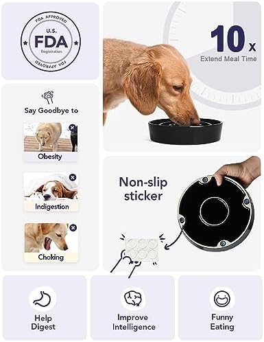 LE TAUCI Ceramic Slow Feeder Dog Bowls Small Breed, 0.6 Cups Dog Food Dish for Fast Eaters, Puzzle Bowl for Small Dogs and Cats,Skull Black - Image 3