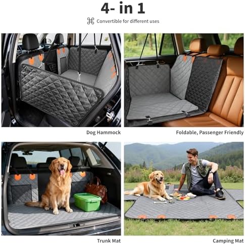 HOTEAGLE Dog Car Seat Cover with 3 Separate Hard Bottom Plates, Ideal for Car/SUV/Small Trucks, Car Seat Covers for Dogs Holds 400lbs, Grey - Image 5