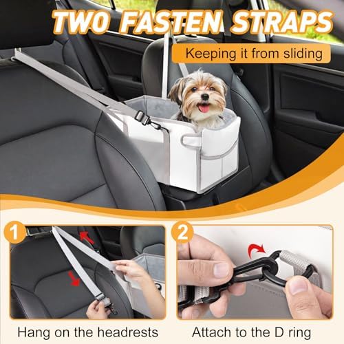 Portable Dog Car Seat for Small Dogs, Puppy Car Seat, Beige - Image 5