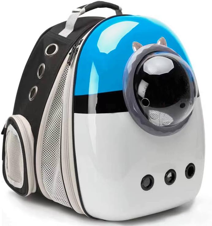 Expandable Cat Carrier Backpack, Backpack for Cats Kitten Small Puppy, Airline Approved Cat Bubble Backpack, Space Capsule Astronaut Carrier (Blue, Front Extension) by LightUpYourPetsLife