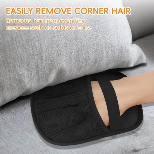 Magic Brush Pet Hair Remover Glove,Upgraded 5-Finger Electrostatic Pet Hair Removal Gloves for Couch, Carpet, Car Seat, Bedding, Furniture, Laundry,Reusable Animal Fur Removal Tool (Black-2PCS) - Image 3