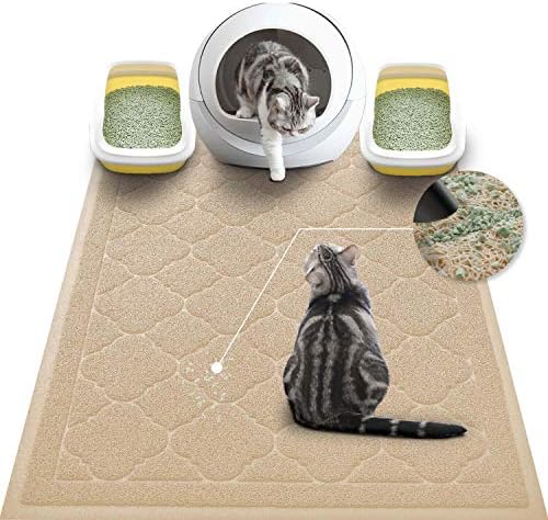 WePet Cat Litter Box Mat, Kitty Premium PVC Pad, Durable Trapping Rug, Phthalate Free, Urine-Resistant, Scatter Control, XXL 47 x 36 Inch, Beige by WePet