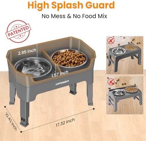 URPOWER Elevated Dog Bowls, 3-in-1 Double Deck Raised Dog Bowl Stand - Image 2