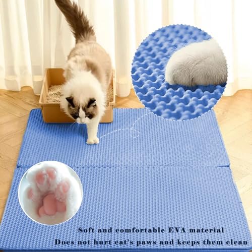 Cat Litter Mat, Double Layer Cat Litter Box Mat (45x26 Inch, Blue) - Image 3