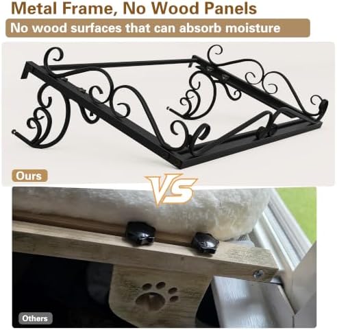 PUPETPO Cat Window Perch for Large Cats, 2-in-1 Window & Sill Mount, Black - Image 2