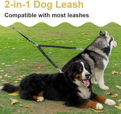 MingXpet 2 Dog Leash, Dog Leash for 2 Dogs, 360° Swivel No Tangle Double Walking Training Leashes for Large Dogs that Pull, Comfortable Shock Absorbing Reflective Bungee, Black - Image 7