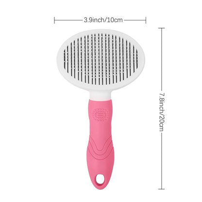 Self Cleaning Slicker Brush - Cat Brush Skin-Friendly Deshedding Grooming Massaging Tool for Long & Short Haired Pets, Cat Hair Brushes Easy Removes Undercoat for Dogs Cats Rabbits-UPGRADED, Pink