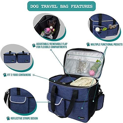 PetAmi Dog Travel Bag Organizer, Pet Supplies Diaper Tote, Navy Blue Large - Image 4