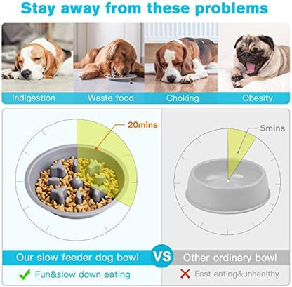 Epetslove Double Dog Water and Food Bowls Raised Slow Feeder Black - Image 4