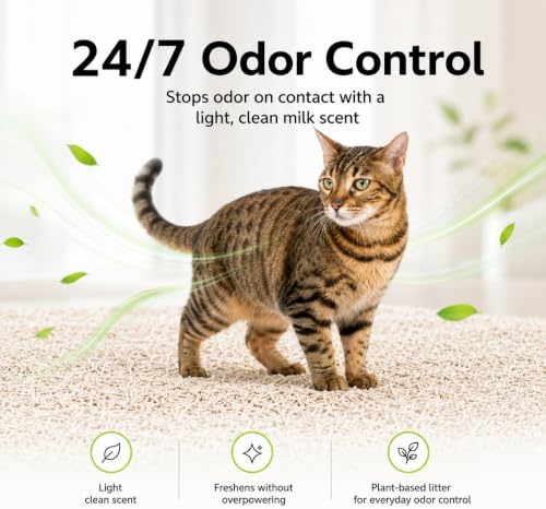 Tofu Cat Litter, 11 lb Plant-Based Cat Litter Made with Pea Fiber & Corn Starch, Low Dust, Fast Clumping, Low Tracking, Light Milk Scent, Flushable in Small Amounts - Image 4