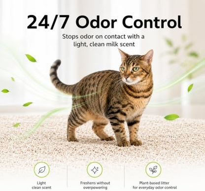 Tofu Cat Litter, 11 lb Plant-Based Cat Litter Made with Pea Fiber & Corn Starch, Low Dust, Fast Clumping, Low Tracking, Light Milk Scent, Flushable in Small Amounts - Image 4