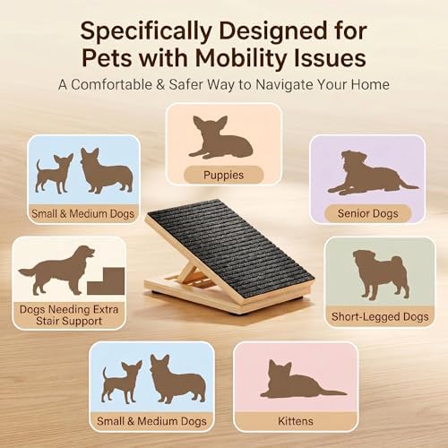 Dog Ramp for Stairs, 2 Pack Foldable Anti-Slip Stair Ramp for Small Dogs, Wooden Pet Steps for Senior, Adjustable Low-Angle Dog Stair - Image 7