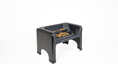 The Fluff Trough Elevated Slow Feeder Dog Bowl - Prevents Fast Eaters from Binging & Choking on Food, Minimizes Neck Strain, Suitable for Flat-Faced Pets, Vet Recommended, Dishwasher Safe, Black