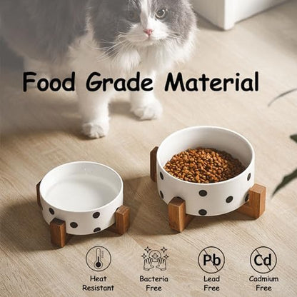 Petygooing Ceramic Dog Bowl Set with Stand,Pet Food and Water Bowl, Anti -Slip Set of 2 Pet Bowls-Dog Food Bowls- Pet Feeder Small Medium Size (28 OZ /3.6 Cups) Black Dot - Image 2
