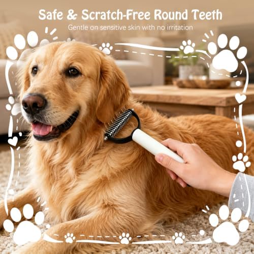 2-in-1 Dog Dematting Tool & Deshedding Comb with Built-in Lint Roller | Undercoat Rake for Loose Fur, Mats & Stubborn Knots, Cat Mat Remover with 2 Extra Refill Rolls - Image 4