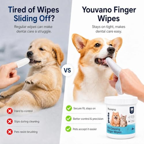 Pet Cleaning Finger Wipes for Dogs and Cats Non-Slip Design 50 Counts - Image 4