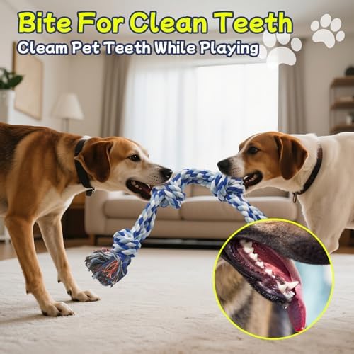 Rocfish [4 Pack] Dog Rope Toys for Aggressive Chewers, Nearly Indestructible Tug of War Toys for Large & Medium Dogs, 100% Cotton, Teeth Cleaning Chew Rope, Heavy Duty Tug of War Dog Toy for Boredom - Image 5