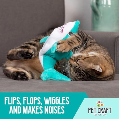 Pet Craft Supply Wiggle Pickle and Shimmy Shark Flipper Flopper Interactive Electric Realistic Flopping Wiggling Moving Fish Potent Catnip and Silvervine Cat Toy, Multi (8726), All Breed Sizes - Image 4