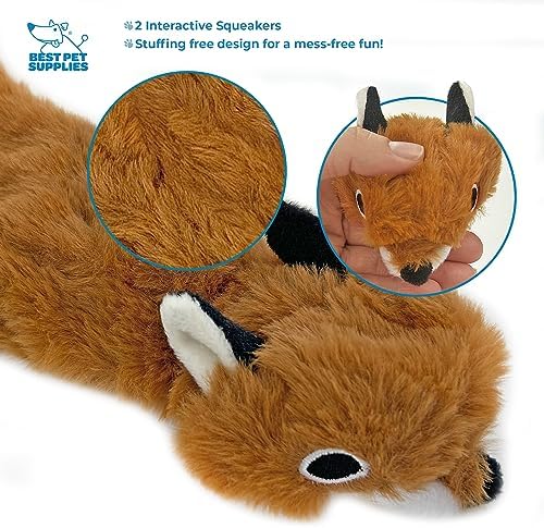 Best Pet Supplies 2-in-1 Stuffless Squeaky Dog Toy - Fox, Raccoon, Small - Image 4