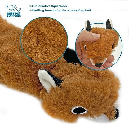 Best Pet Supplies 2-in-1 Stuffless Squeaky Dog Toy - Fox, Raccoon, Small - Image 4