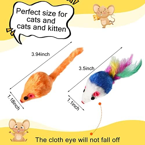 Syhood 120 Pcs Fur Mouse Cat Rattle Toys Bulk Small Catnip Interactive Play - Image 2