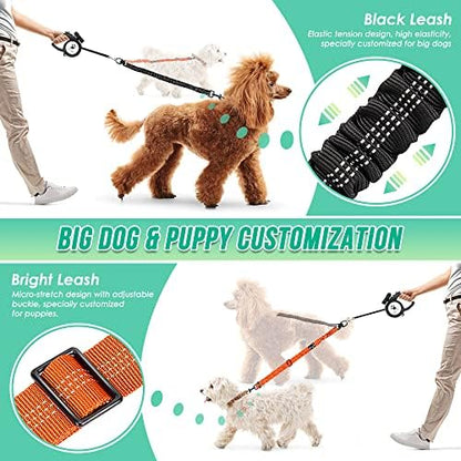 AUTOWT Two Dog Lead, 2 in 1 Upgraded Double Dog Leash Attachment Combine Adjustable Strap and Shock Absorbing Bungee No Tangle Dual Training Splitter for Different Size Dogs - Image 2