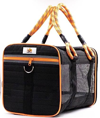 Buddy's Best Airline Approved Pet Carrier – Black & Orange Heavy Duty, Fits Under Seat, TSA Compliant, Ventilated Mesh Design w/Waterproof Base & Reflective Safety Strips - Image 2
