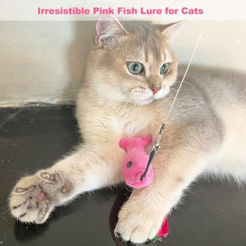 Catnip Toys, 5PCS Soft Plush Pink Fish Cat Toy Chew Kitten Toys - Image 7