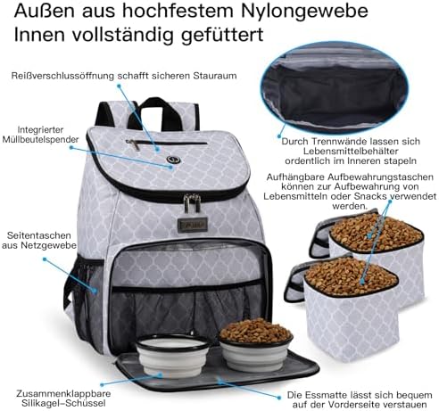 BAGLHER丨Dog Travel Bag, Airline Approved Pet Supplies Backpack, Dog Travel Backpack with 2 Silicone Collapsible Bowls and 2 Food Baskets - Image 4