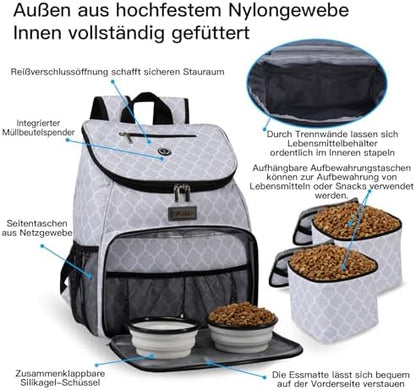 BAGLHER丨Dog Travel Bag, Airline Approved Pet Supplies Backpack, Dog Travel Backpack with 2 Silicone Collapsible Bowls and 2 Food Baskets - Image 4