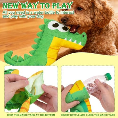 EXPAWLORER Floating Dog Toy for Pool & Summer, Squeaky Crinkle Paper Squeaker Enrichment Water Bottle Toy with No-Stuffing Body, Interactive Puzzle Training Toys for Small Medium Dogs Puppy, Crocodile - Image 5